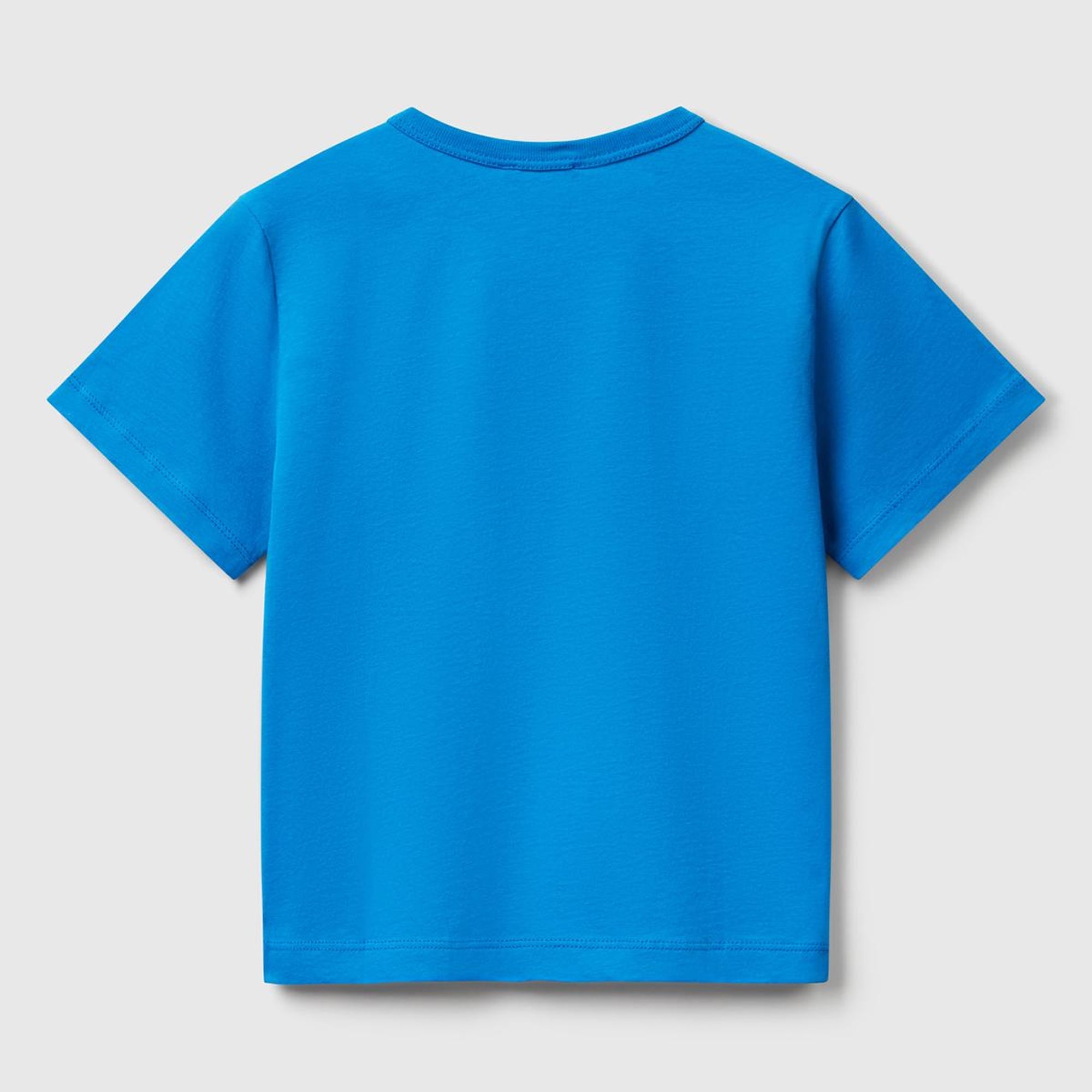 Erkek Çocuk Saks Mavi Grafik Baskılı Kısa Kollu T-Shirt