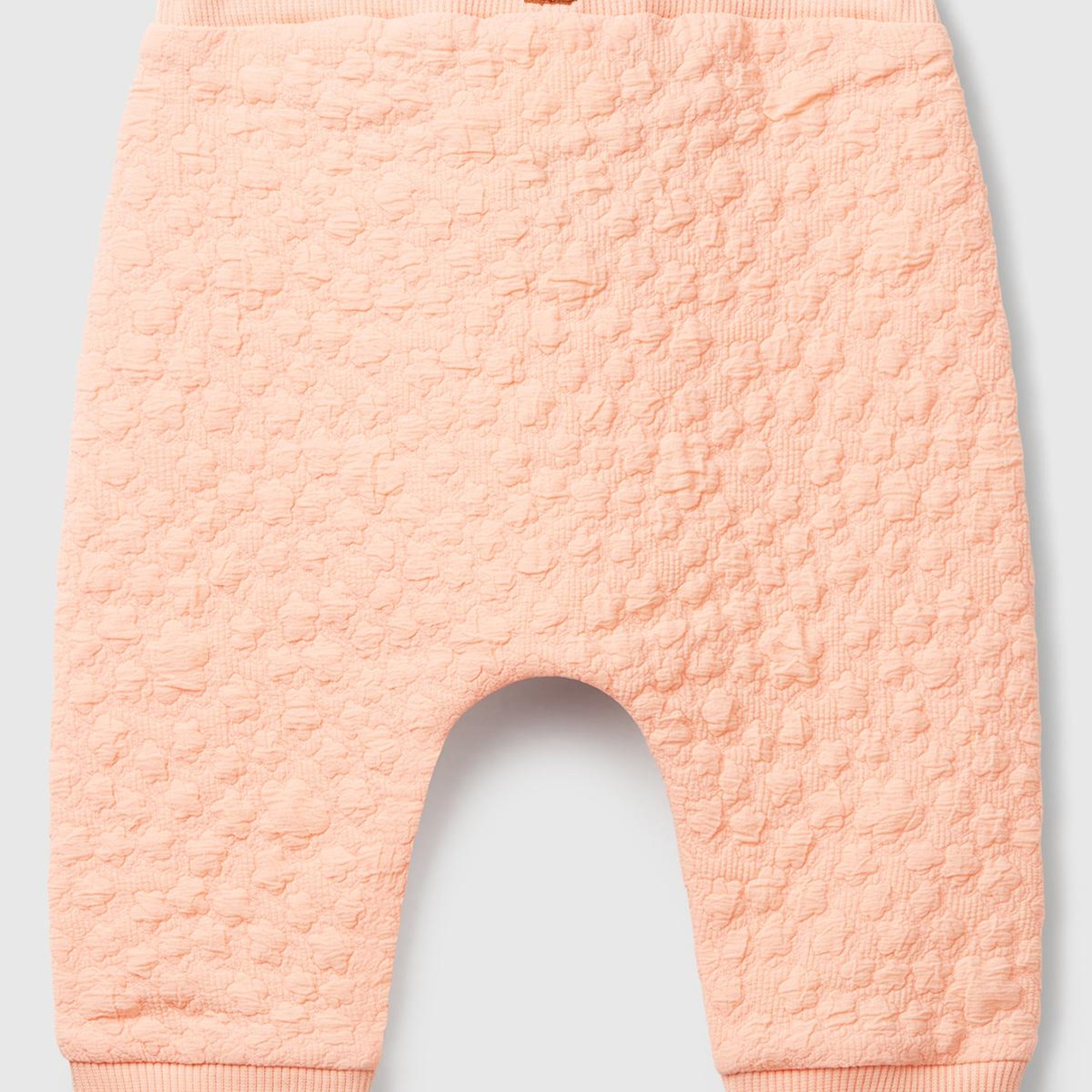 Bebek Yavruağzı Jakarlı Logo Detaylı Dekoratif İpli Ribanalı Eşofman Altı