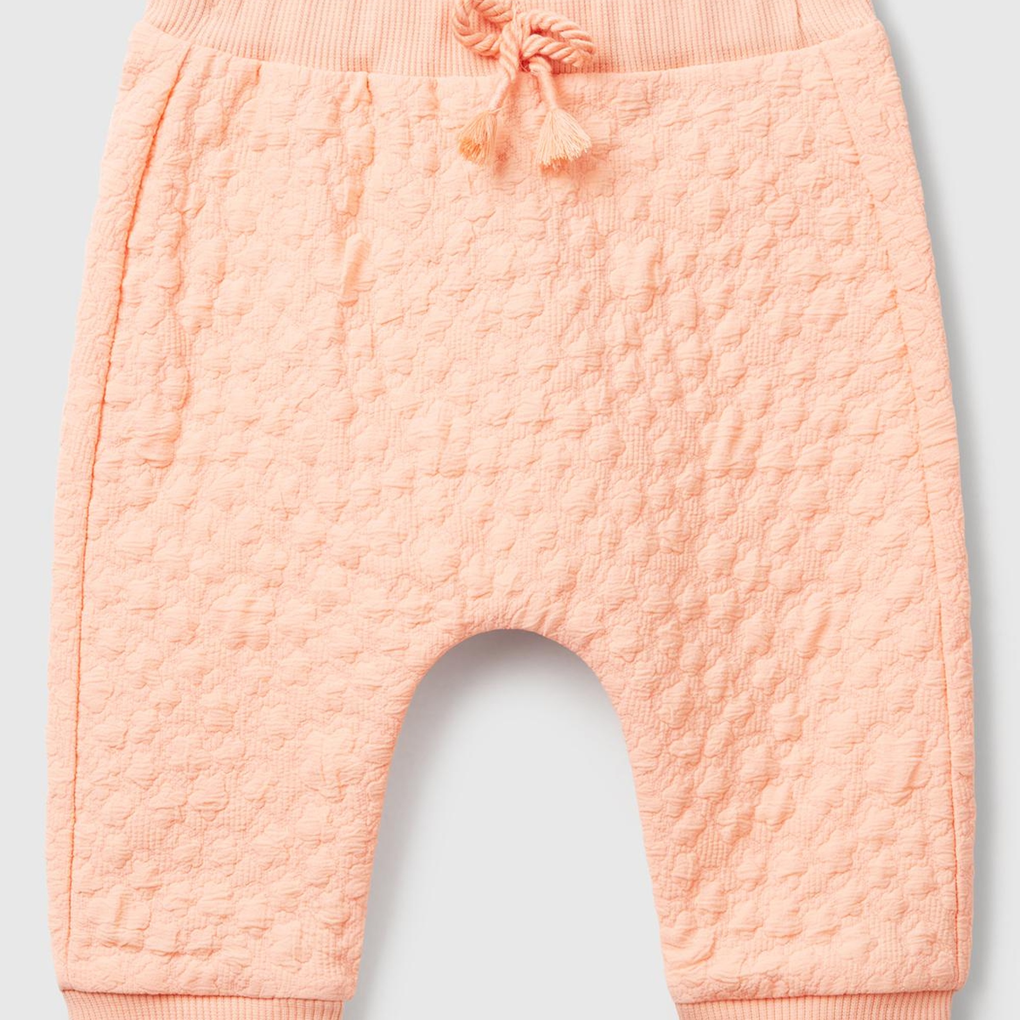 Bebek Yavruağzı Jakarlı Logo Detaylı Dekoratif İpli Ribanalı Eşofman Altı