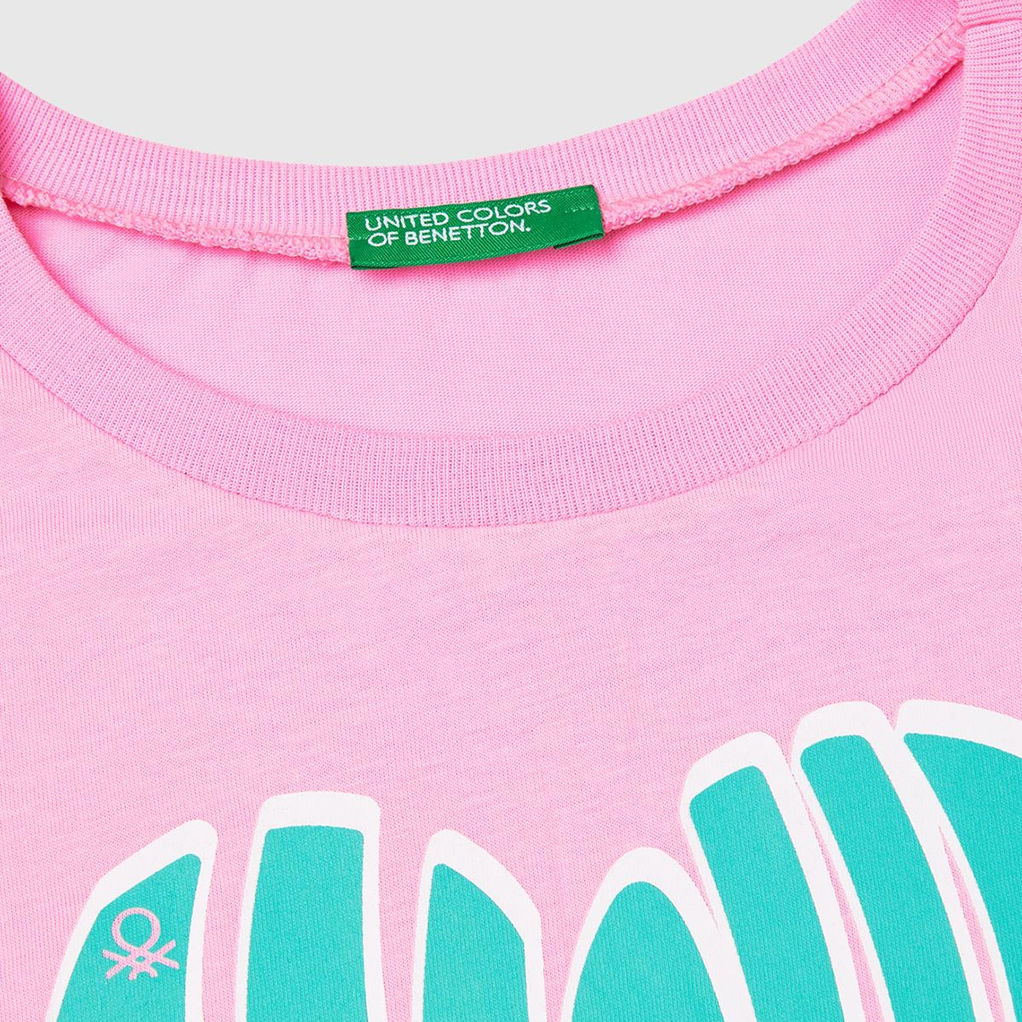 Kız Çocuk Pembe Grafik Baskılı Kısa Kollu T-Shirt