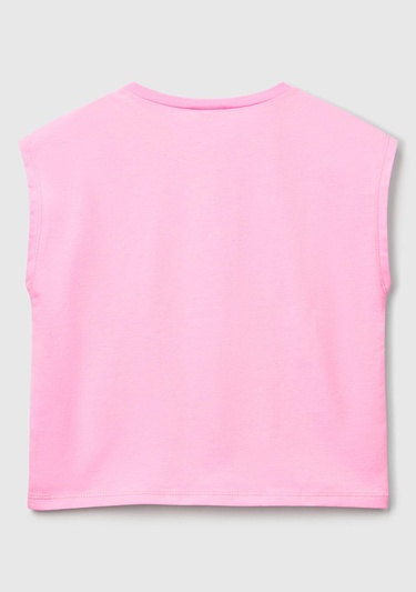  Kız Çocuk Pembe Grafik Baskılı Kısa Kollu T-Shirt