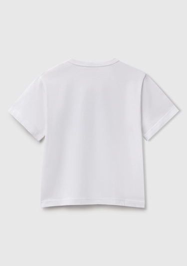  Erkek Çocuk Beyaz Grafik Baskılı Kısa Kollu T-Shirt