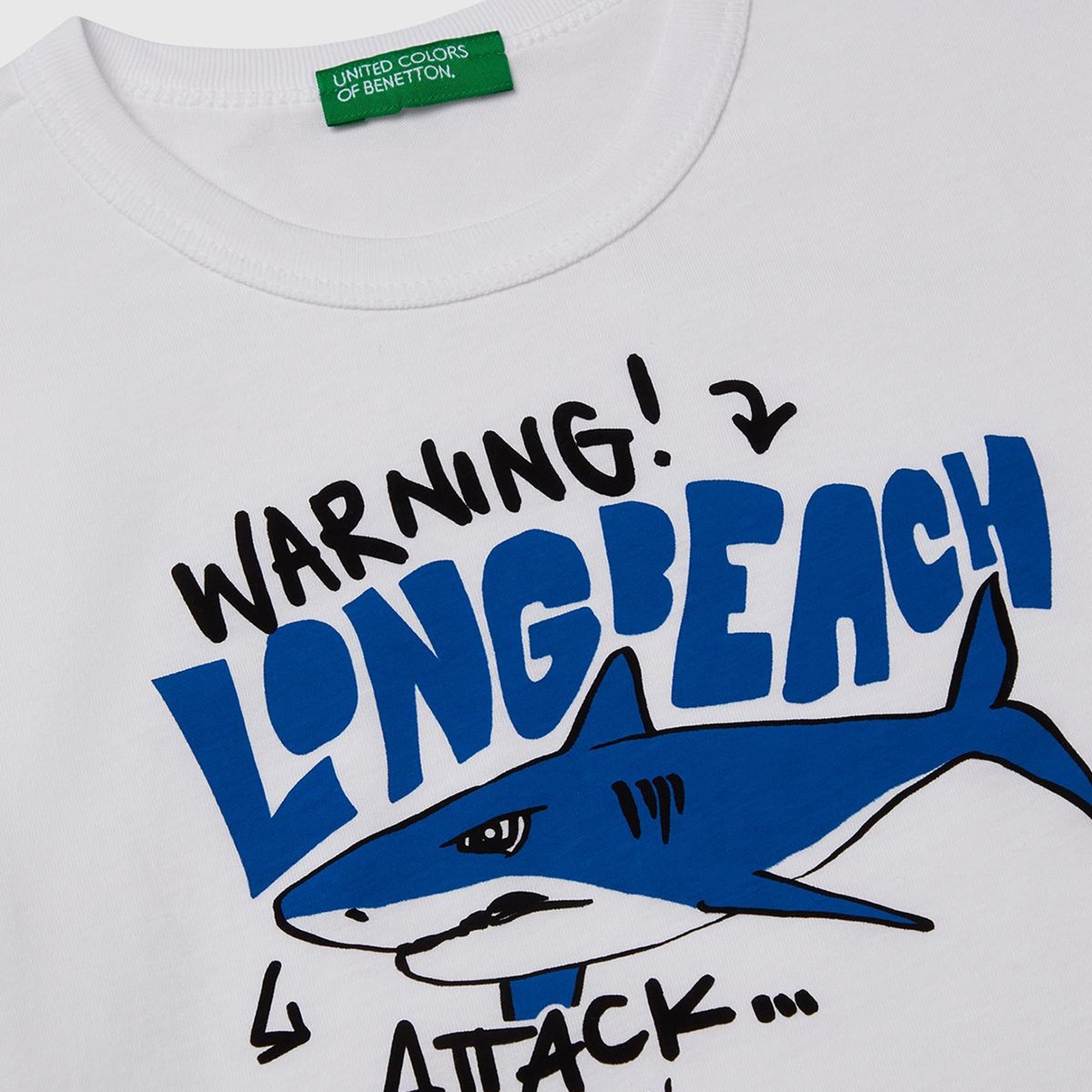 Erkek Çocuk Beyaz Grafik Baskılı Kısa Kollu T-Shirt