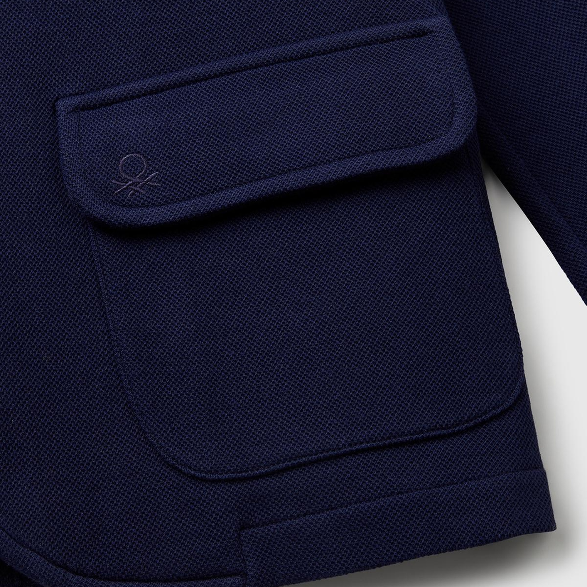 Erkek Çocuk Lacivert Logo İşlemeli Yama Cepli Blazer Ceket