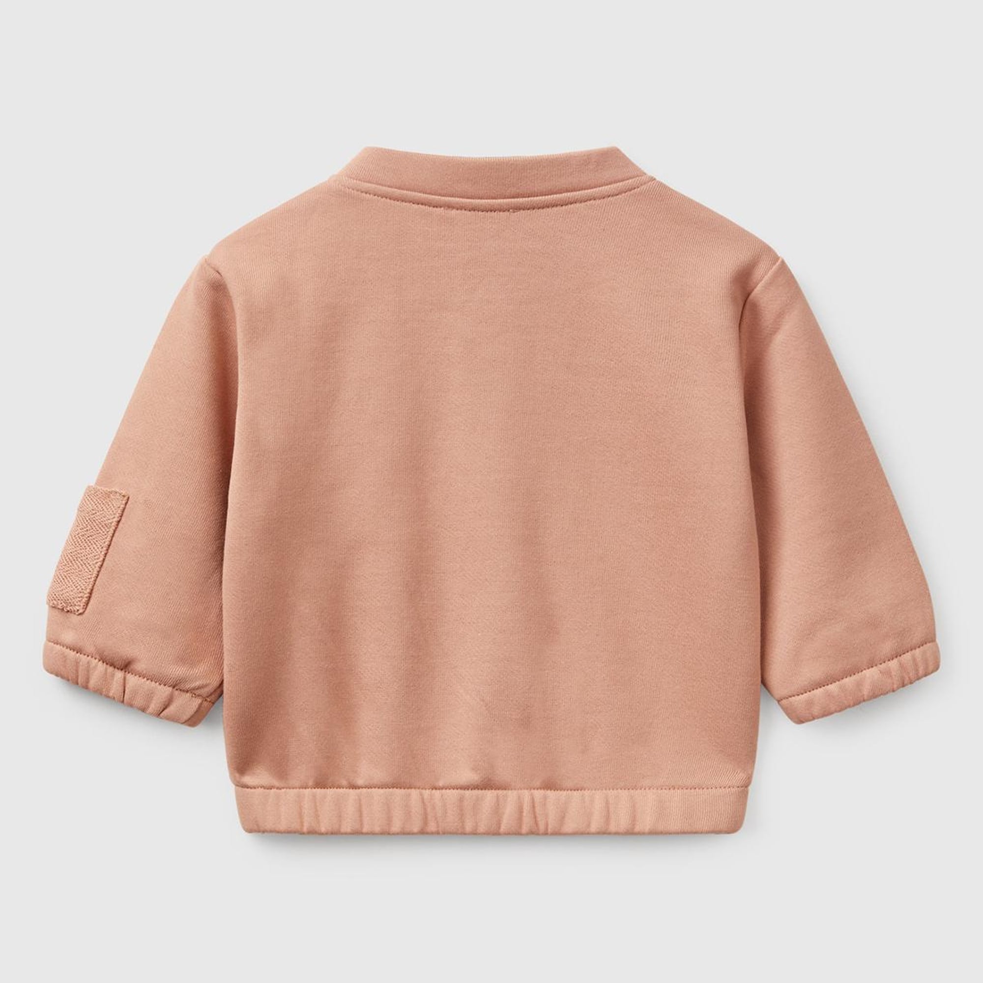 Bebek Koyu Bej Önü Düğmeli Kolu Cepli Bomber Yakalı Sweatshirt