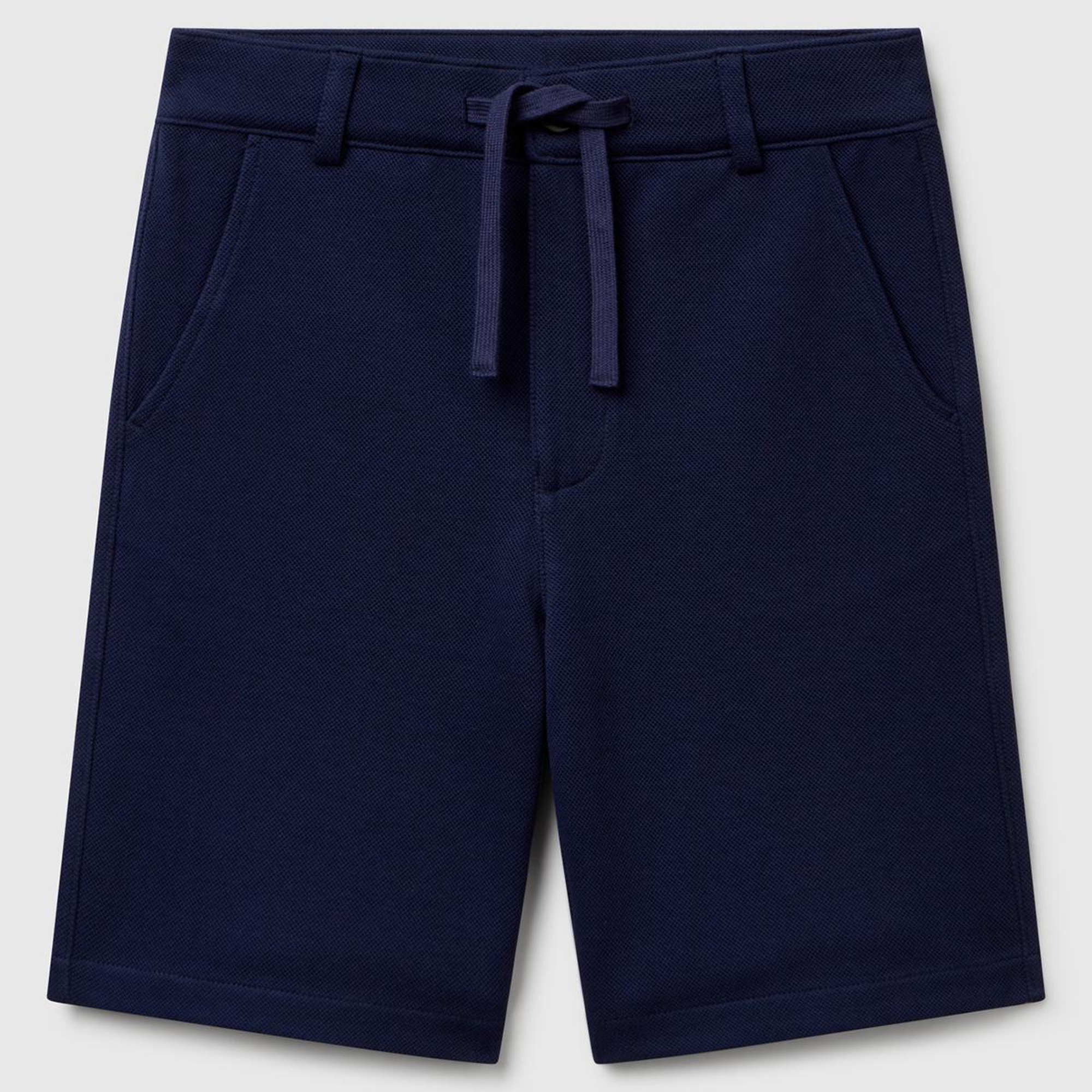 Erkek Çocuk Lacivert Büzgü İpli Düğmeli Arka Cebi Biyeli Bermuda Şort