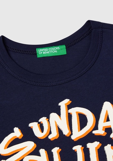  Erkek Çocuk Lacivert Grafik Baskılı Kısa Kollu T-Shirt