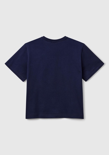  Erkek Çocuk Lacivert Grafik Baskılı Kısa Kollu T-Shirt