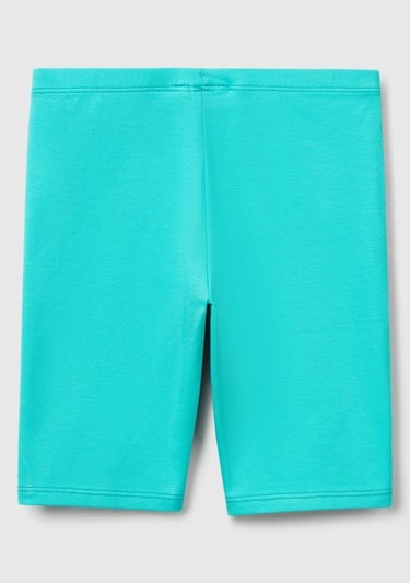  Kız Çocuk Yeşil Ton Sür Ton Logo İşlemeli Mini Bisikletçi Taytı