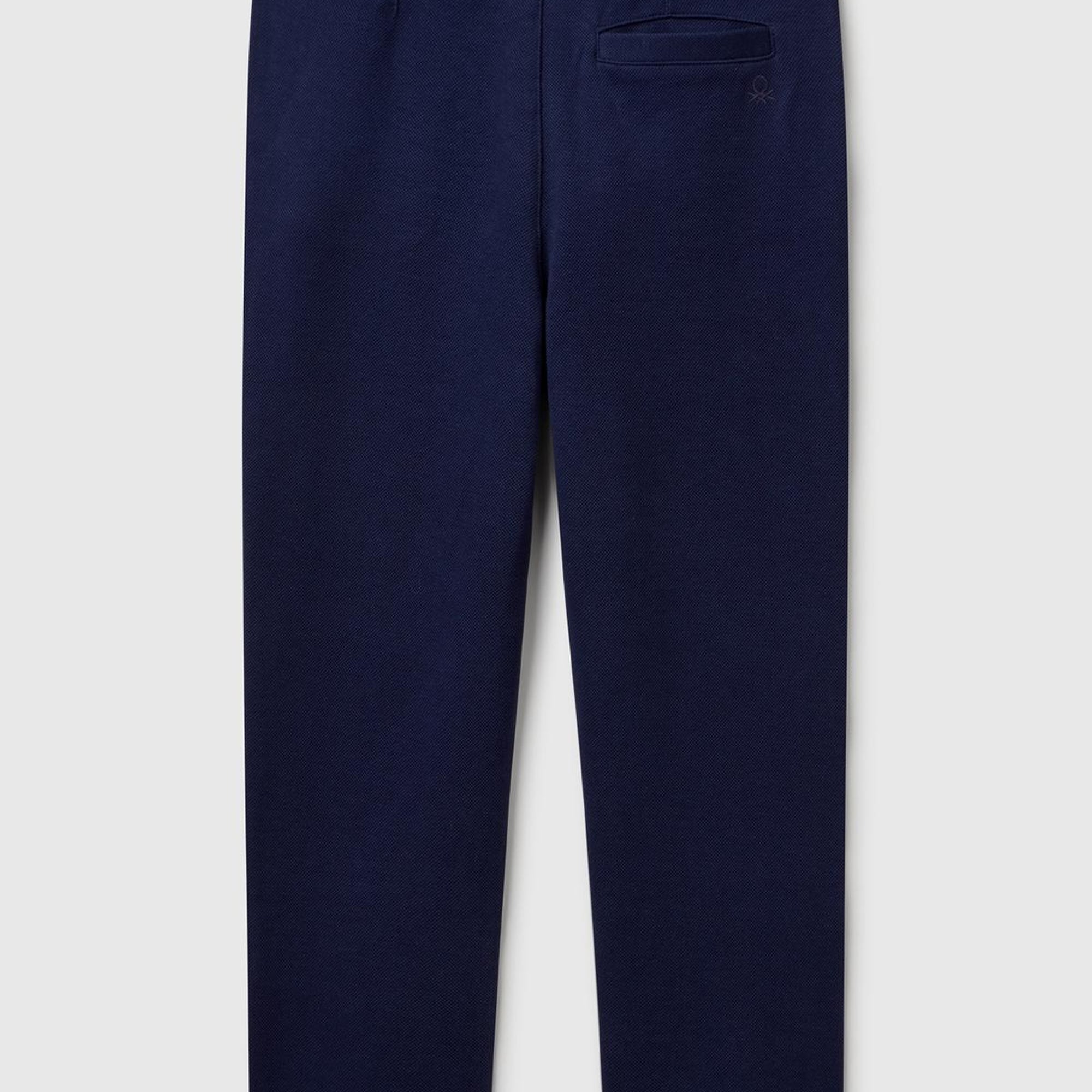 Erkek Çocuk Lacivert Çizgili Dokuma Bel Bantlı Arka Cebi Biyeli Eşofman Altı