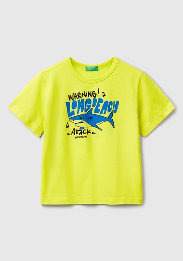  Erkek Çocuk Sarı Grafik Baskılı Kısa Kollu T-Shirt