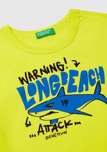  Erkek Çocuk Sarı Grafik Baskılı Kısa Kollu T-Shirt