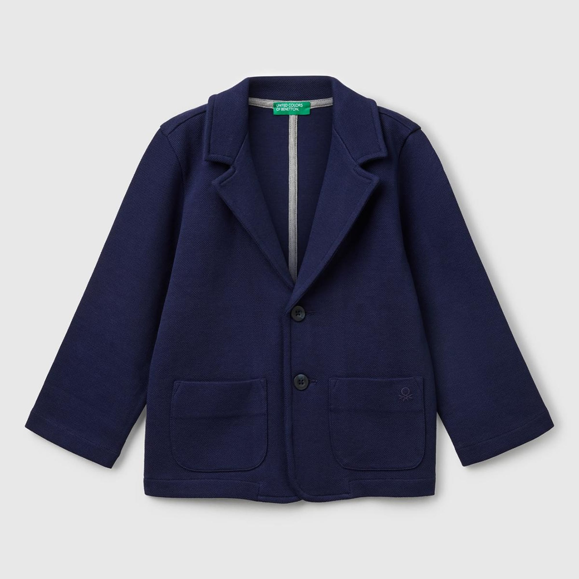 Erkek Çocuk Lacivert İşlemeli Logolu Çift Cepli ve Düğmeli Relax Fit Blazer Ceket