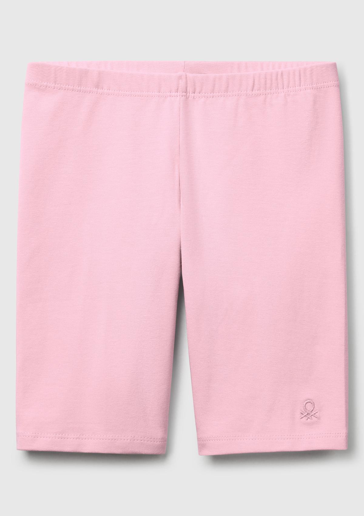  Kız Çocuk Pembe Ton Sür Ton Logo İşlemeli Mini Bisikletçi Taytı