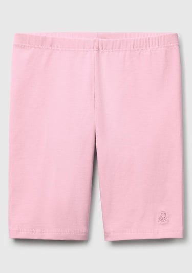  Kız Çocuk Pembe Ton Sür Ton Logo İşlemeli Mini Bisikletçi Taytı