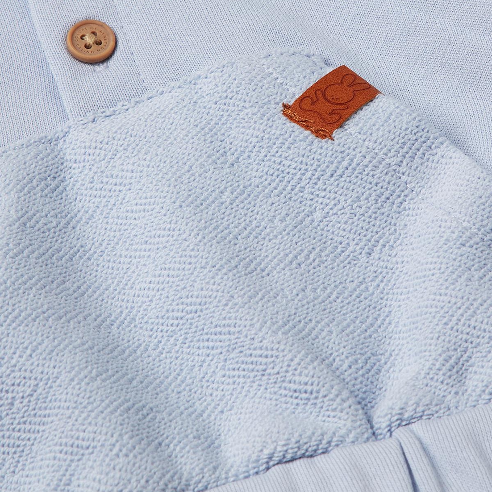 Bebek Toz Mavi Kese Cepli Manşetli Bisiklet Yaka Sweatshirt