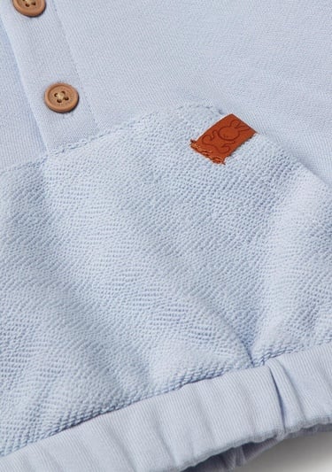  Bebek Toz Mavi Kese Cepli Manşetli Bisiklet Yaka Sweatshirt