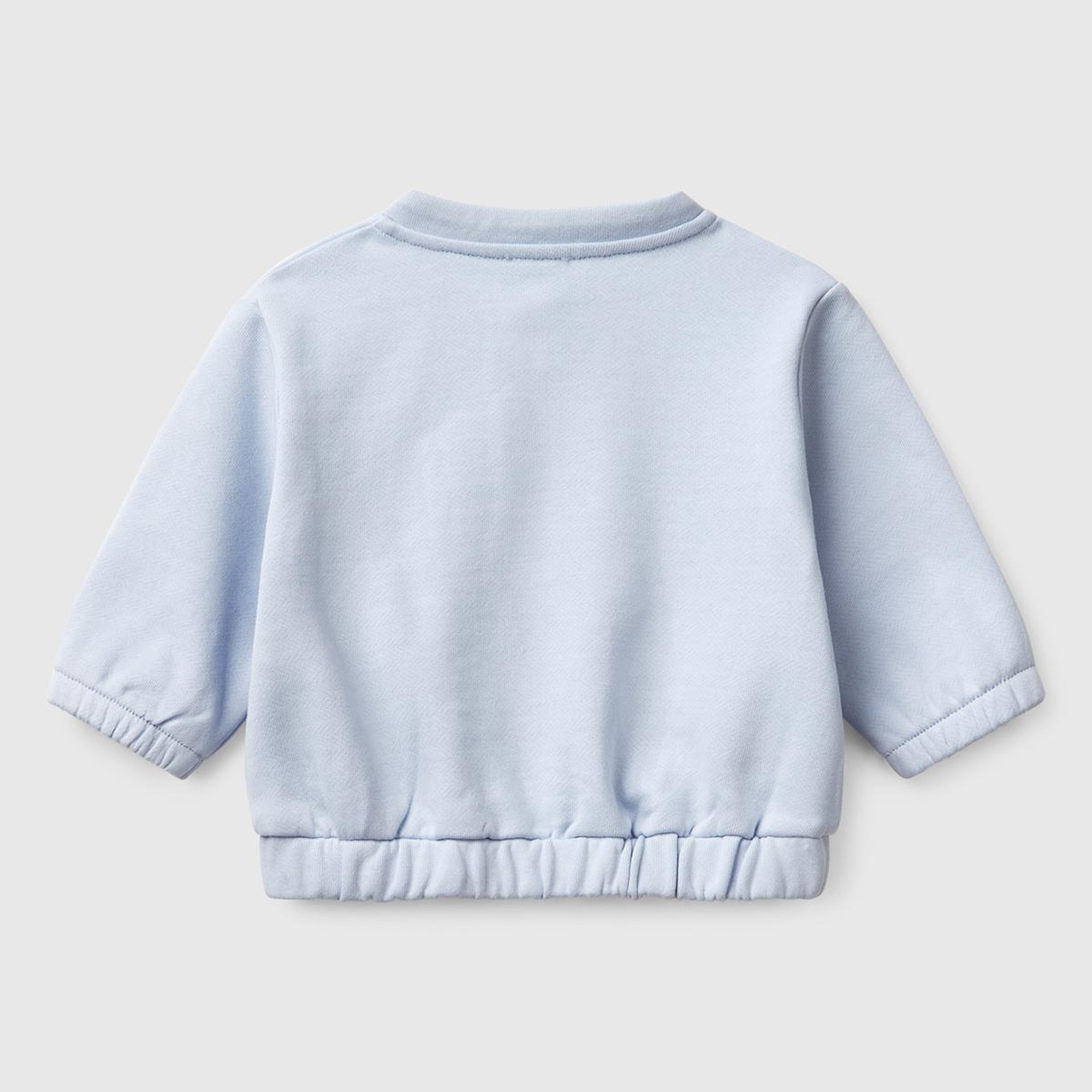 Bebek Toz Mavi Kese Cepli Manşetli Bisiklet Yaka Sweatshirt