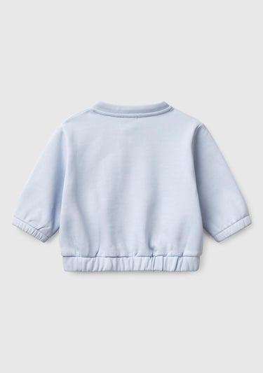  Bebek Toz Mavi Kese Cepli Manşetli Bisiklet Yaka Sweatshirt