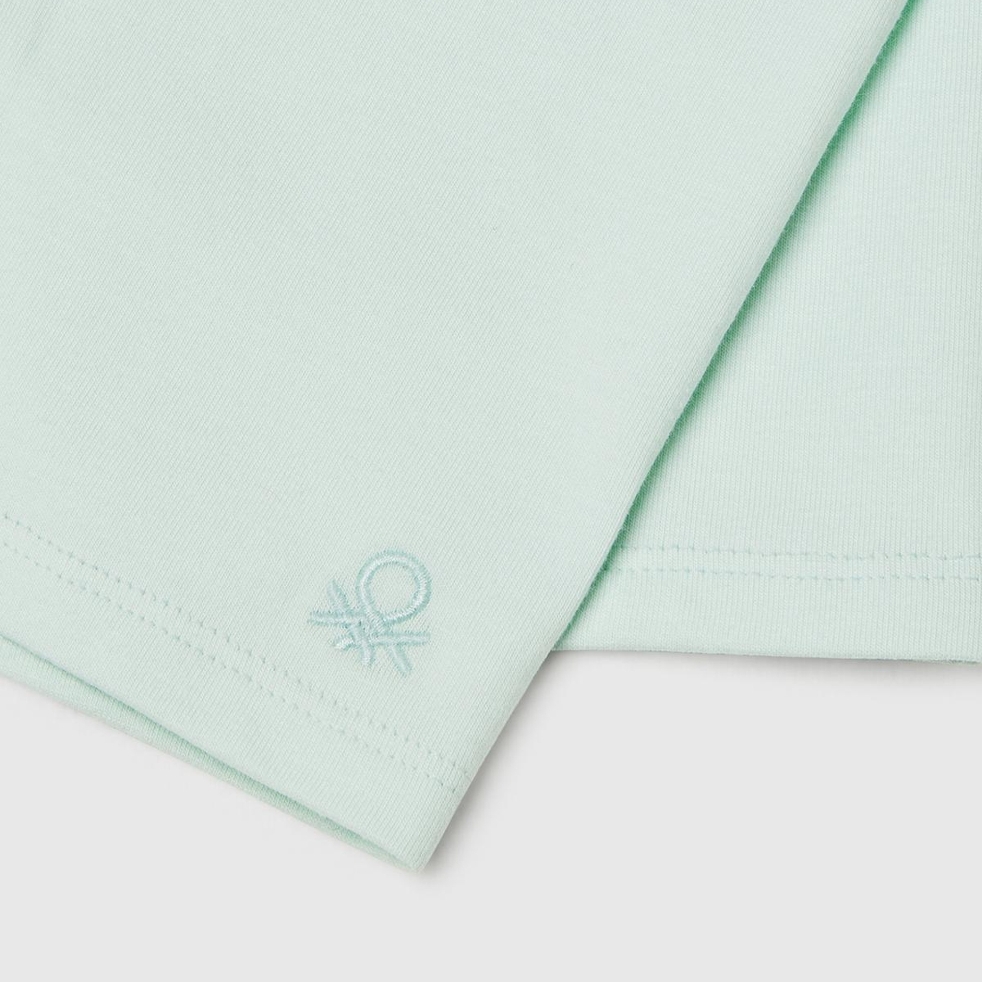 Kız Çocuk Su Yeşili Logolu Biker Tayt