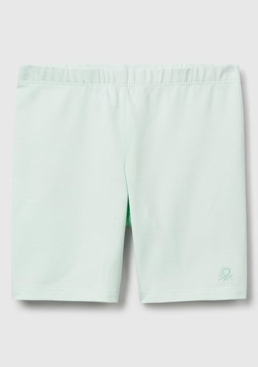  Kız Çocuk Su Yeşili Logolu Biker Tayt