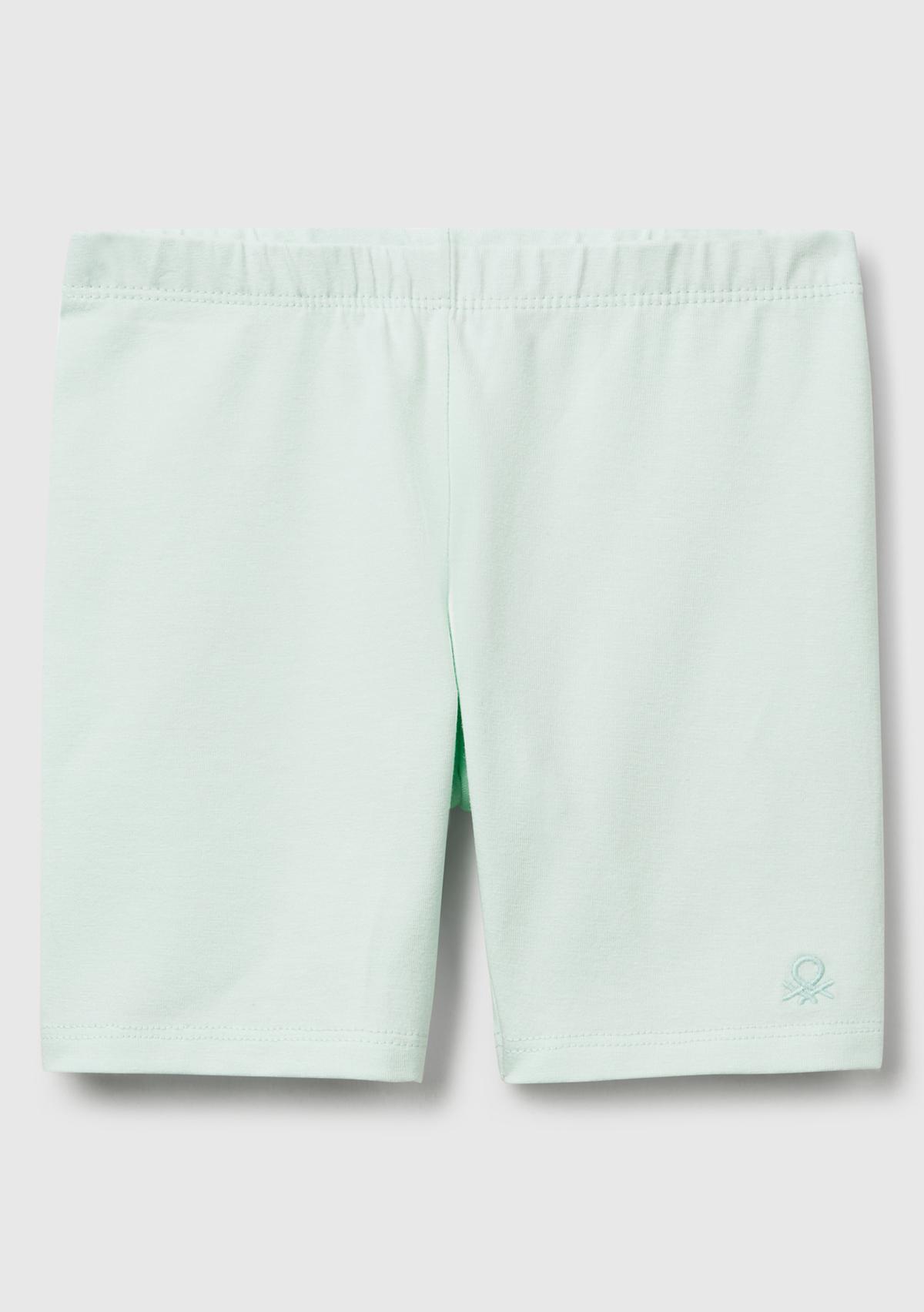  Kız Çocuk Su Yeşili Logolu Biker Tayt