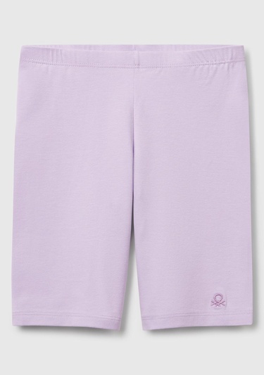  Kız Çocuk Lila Ton Sür Ton Logo İşlemeli Mini Bisikletçi Taytı