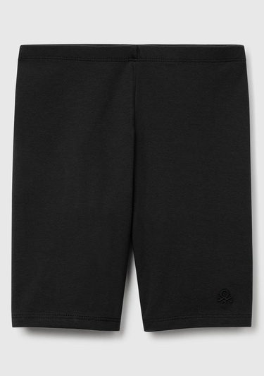  Kız Çocuk Siyah Ton Sür Ton Logo İşlemeli Mini Bisikletçi Taytı