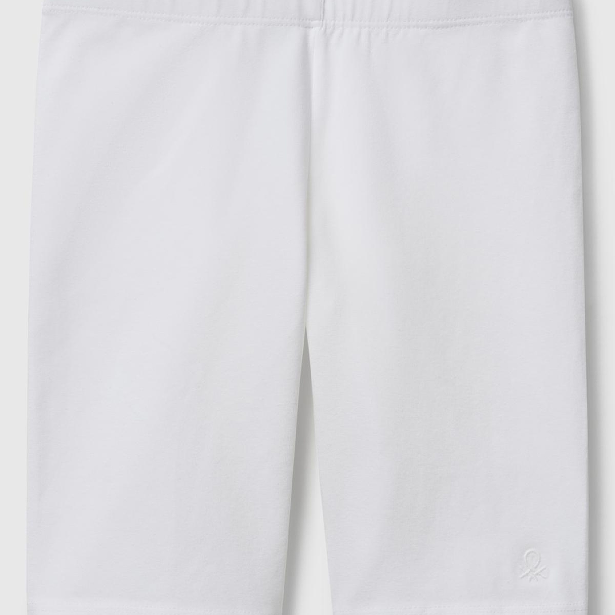 Kız Çocuk Beyaz Ton Sür Ton Logo İşlemeli Mini Bisikletçi Taytı