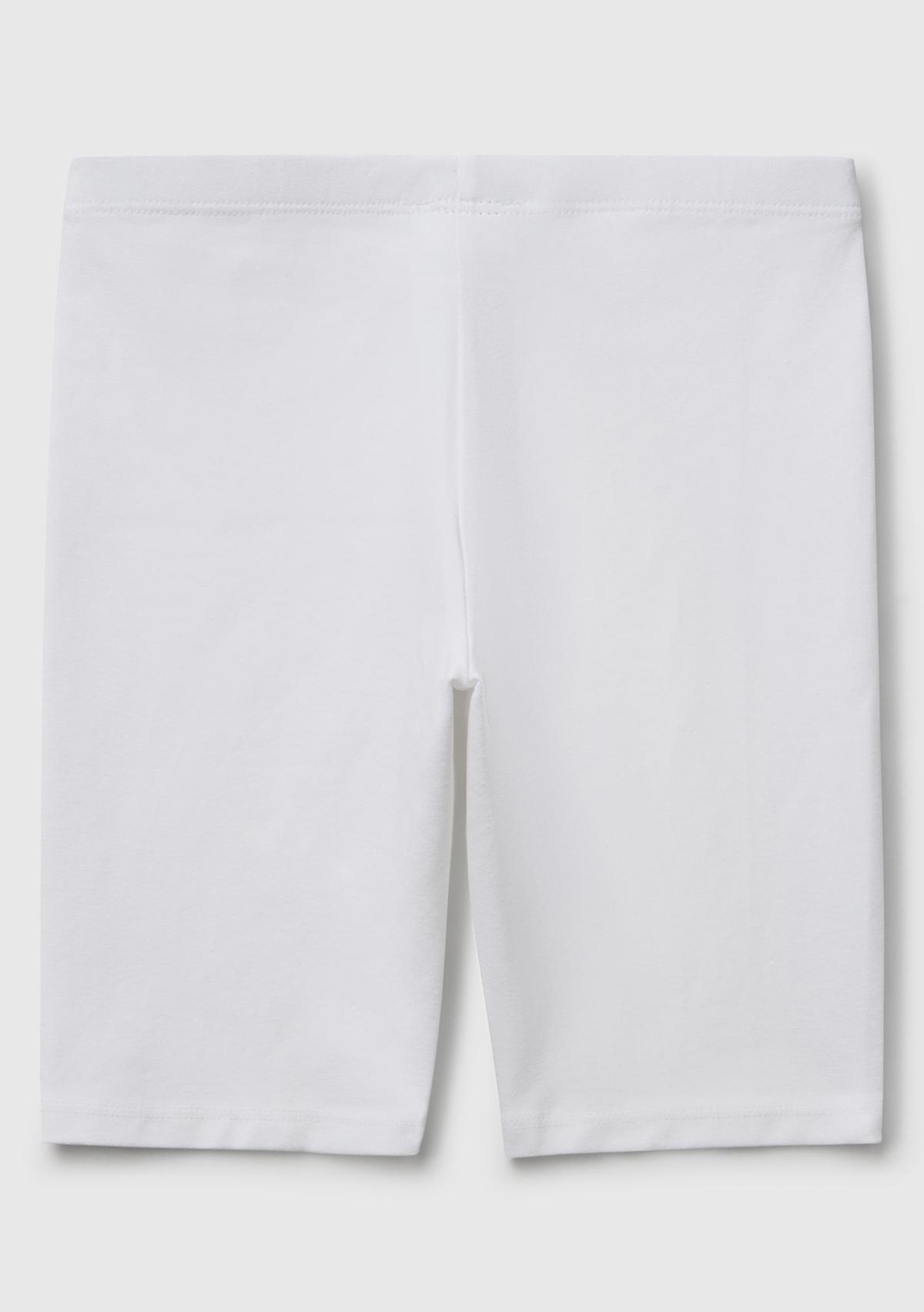 Kız Çocuk Beyaz Ton Sür Ton Logo İşlemeli Mini Bisikletçi Taytı