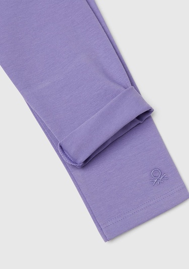  Kız Çocuk Mor Benetton İşlemeli Tayt