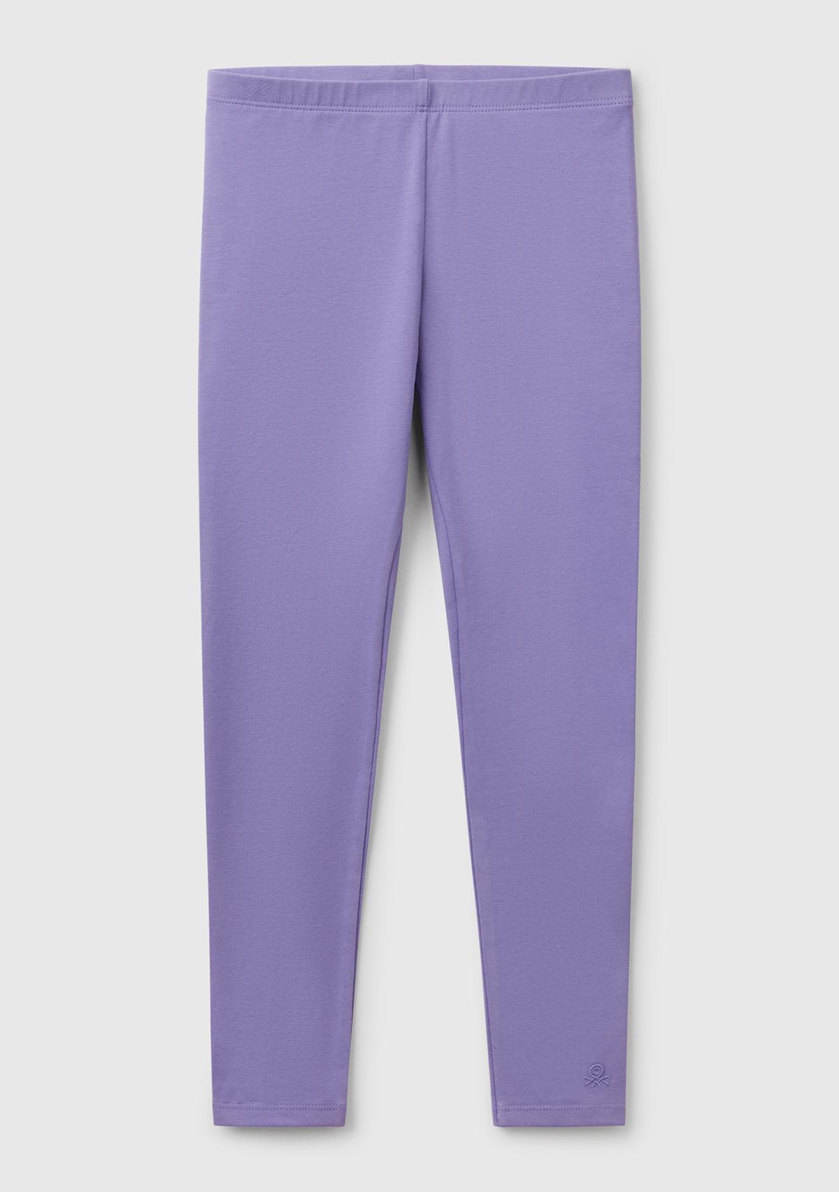  Kız Çocuk Mor Benetton İşlemeli Tayt