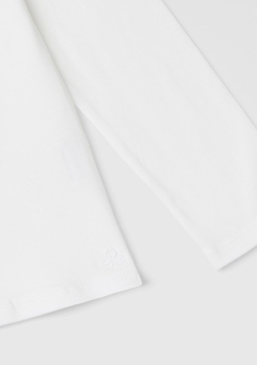  Kız Çocuk Beyaz Balıkçı Yaka Basic T-Shirt