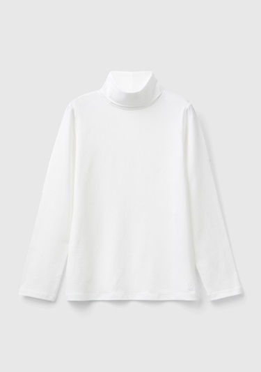  Kız Çocuk Beyaz Balıkçı Yaka Basic T-Shirt