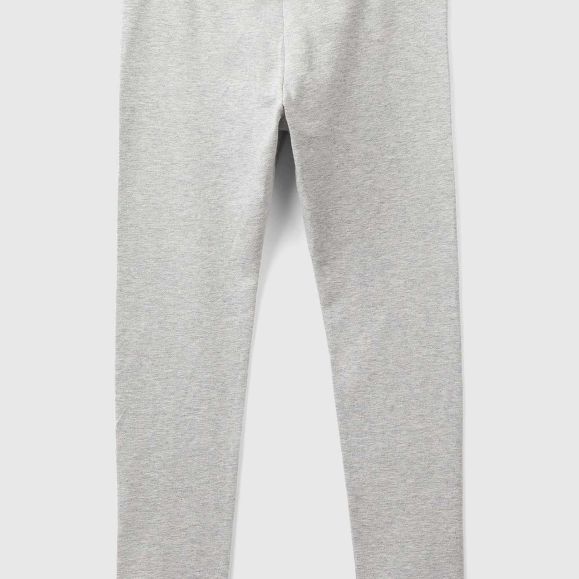 Kız Çocuk Gri Melanj Benetton İşlemeli Tayt