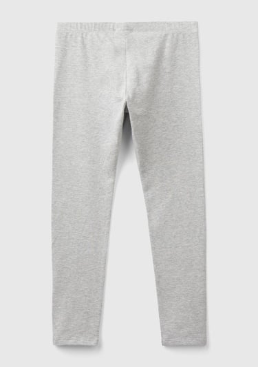  Kız Çocuk Gri Melanj Benetton İşlemeli Tayt