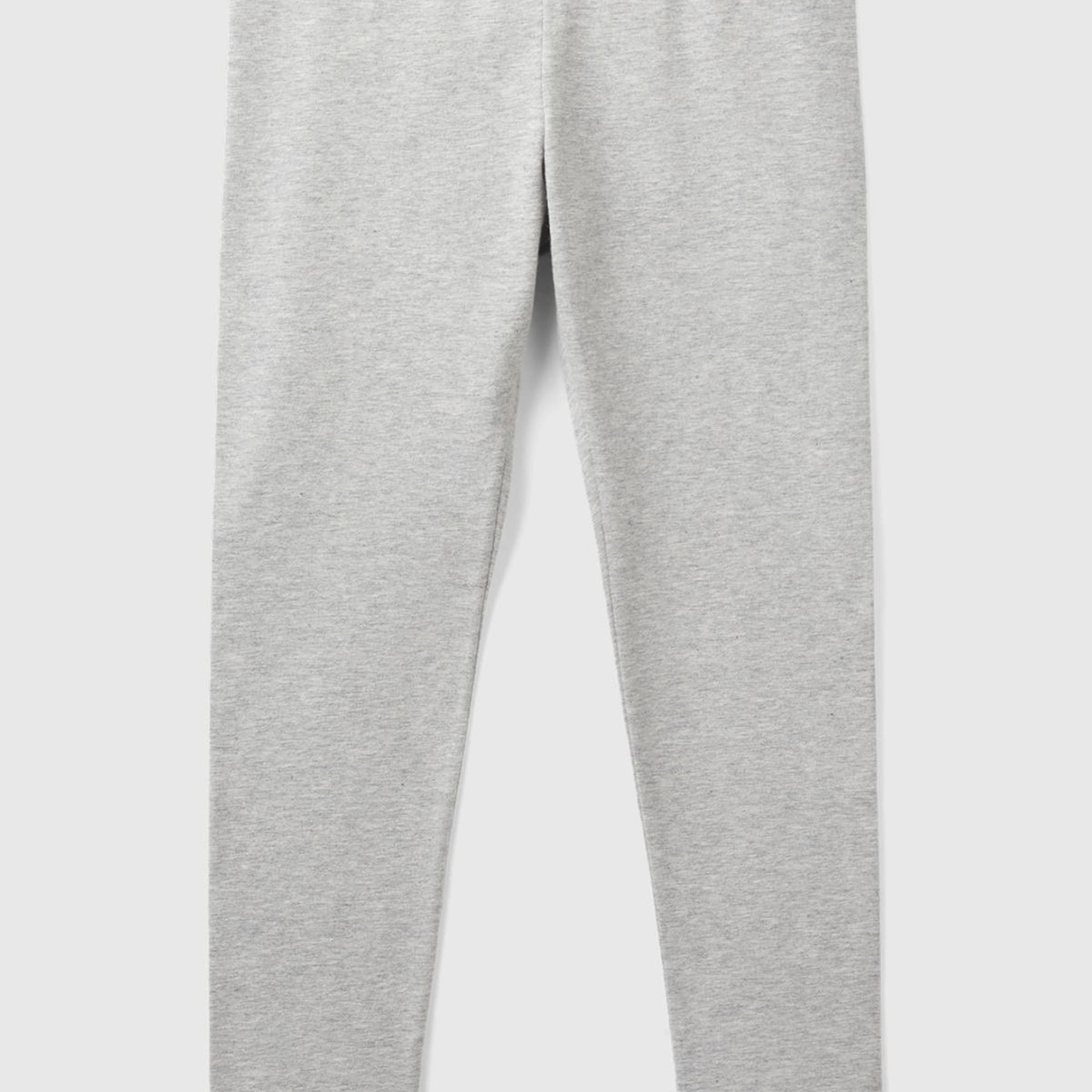 Kız Çocuk Gri Melanj Benetton İşlemeli Tayt