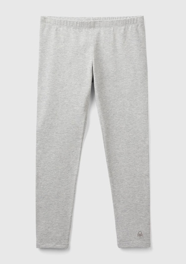  Kız Çocuk Gri Melanj Benetton İşlemeli Tayt