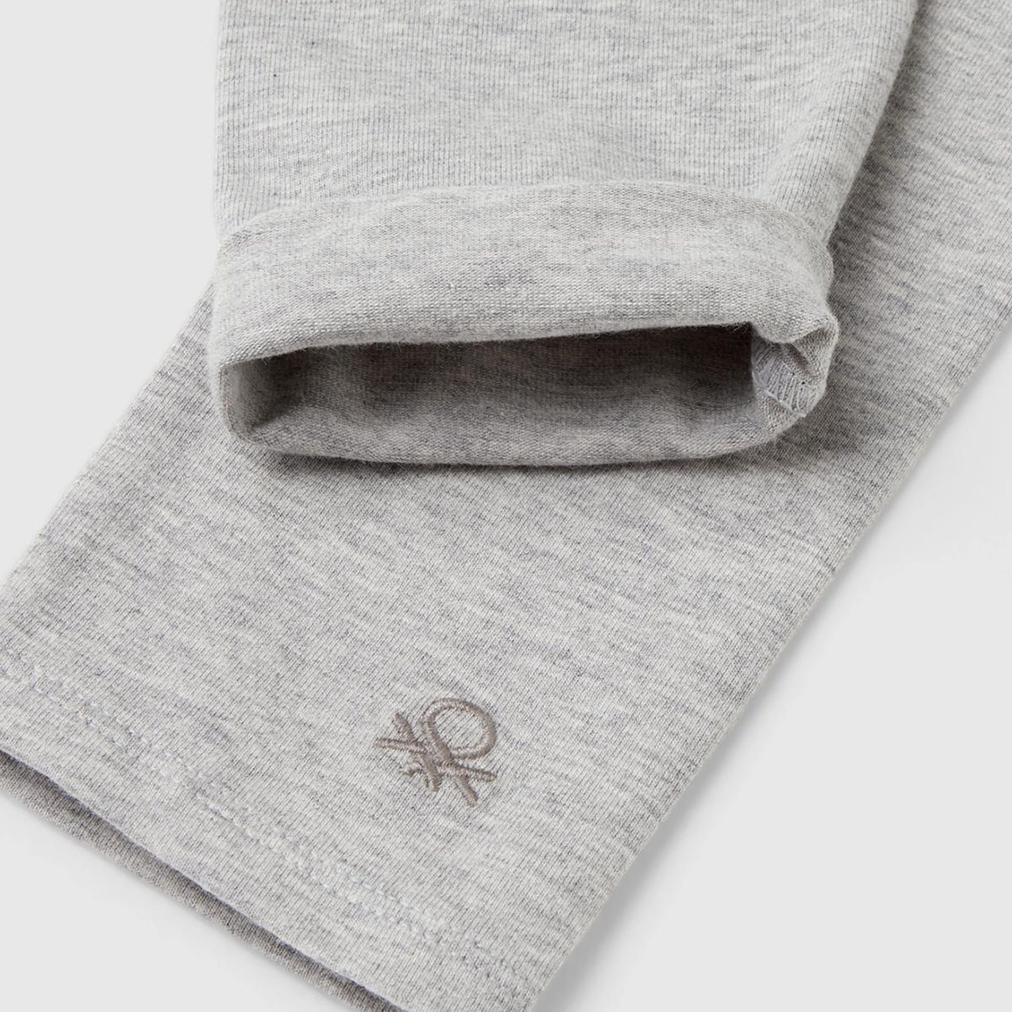 Kız Çocuk Gri Melanj Benetton İşlemeli Tayt