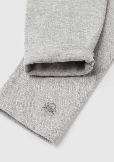  Kız Çocuk Gri Melanj Benetton İşlemeli Tayt