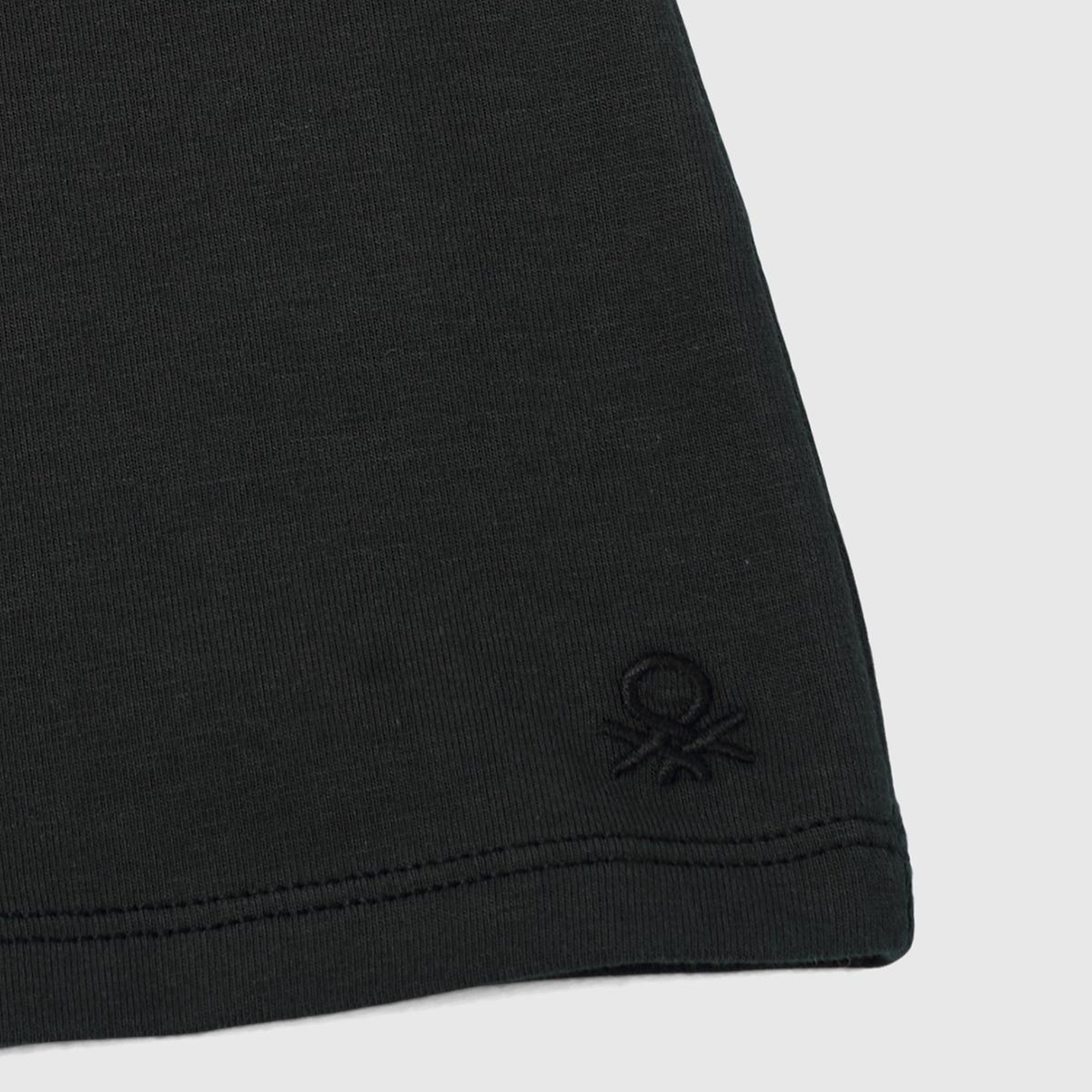 Kız Çocuk Siyah Balıkçı Yaka Basic T-Shirt