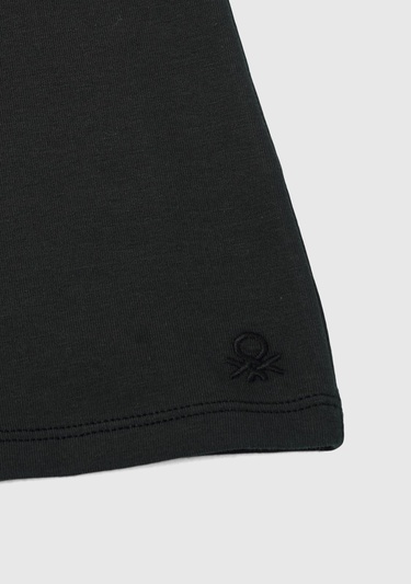  Kız Çocuk Siyah Balıkçı Yaka Basic T-Shirt