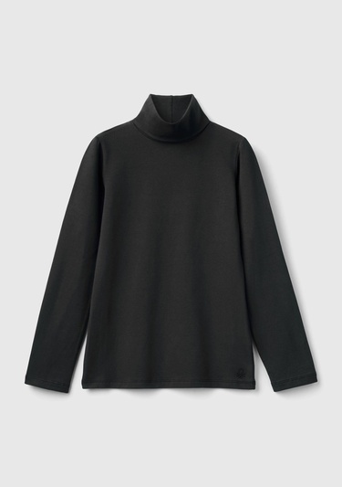  Kız Çocuk Siyah Balıkçı Yaka Basic T-Shirt