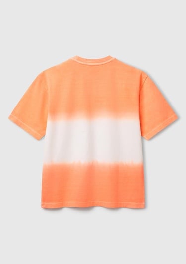  Erkek Çocuk Turuncu Batik Bisiklet Yaka T-Shirt