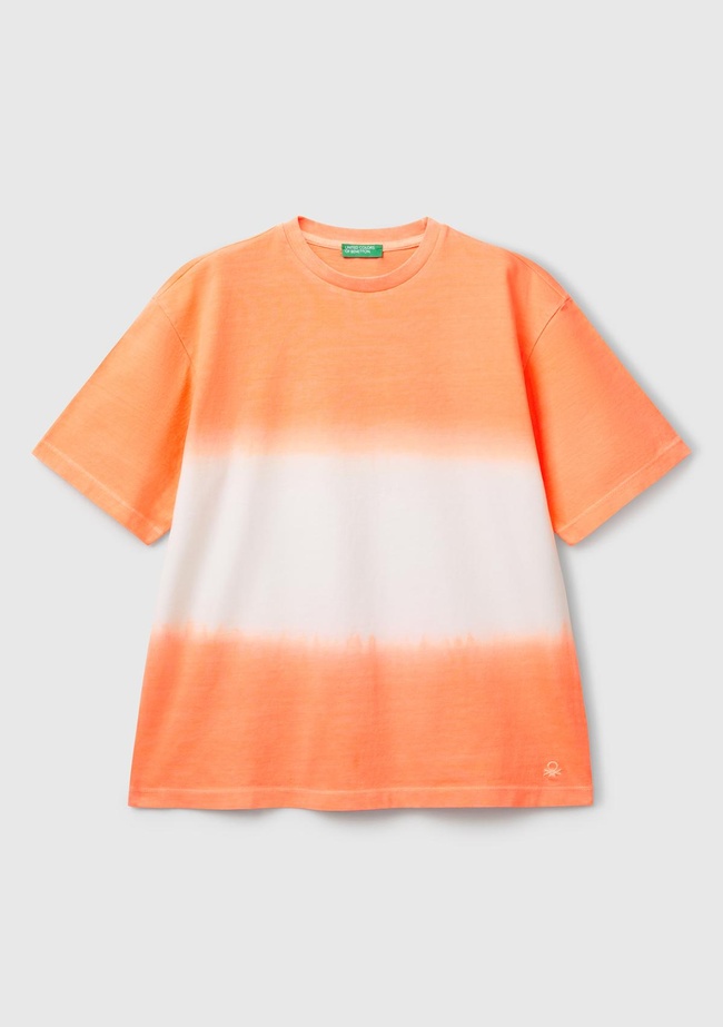  Erkek Çocuk Turuncu Batik Bisiklet Yaka T-Shirt