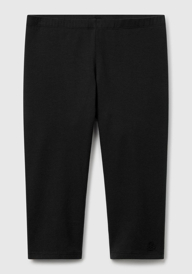  Kız Çocuk Siyah Ton Sür Ton Logo İşlemeli Diz Üstü Bisikletçi Taytı