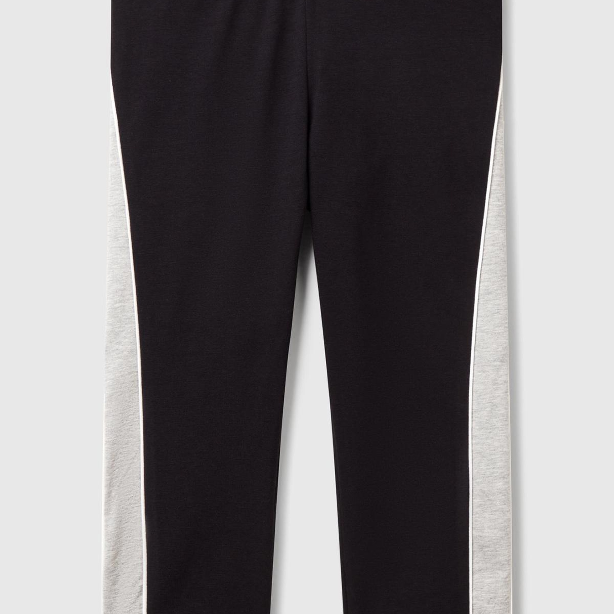 Kız Çocuk Siyah Logolu Yanları Kontrast Renk Detaylı Biyeli Streç Tayt