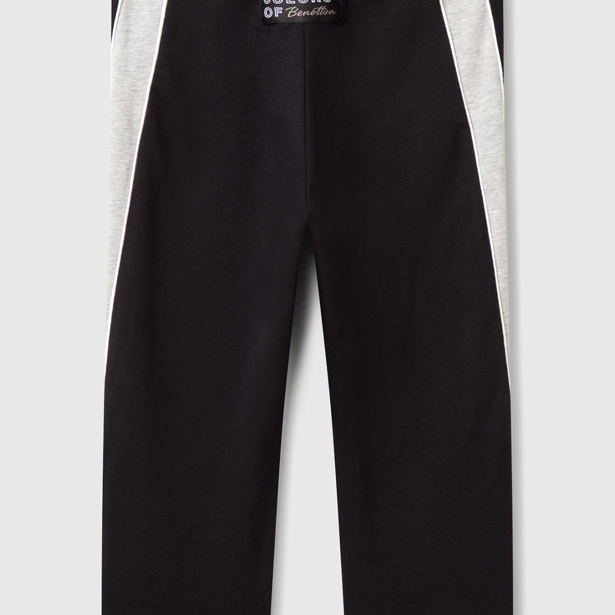 Kız Çocuk Siyah Logolu Yanları Kontrast Renk Detaylı Biyeli Streç Tayt