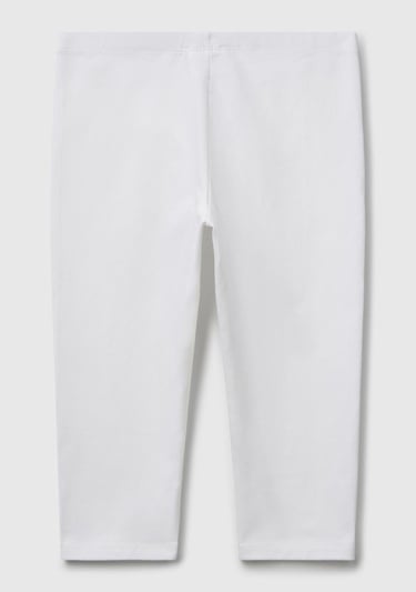  Kız Çocuk Beyaz Ton Sür Ton Logo İşlemeli Diz Üstü Bisikletçi Taytı