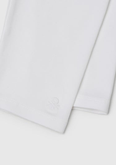  Kız Çocuk Beyaz Ton Sür Ton Logo İşlemeli Diz Üstü Bisikletçi Taytı